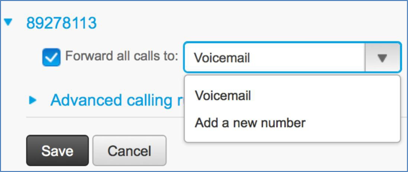 Image explaining how to forward internal busy or no answer calls